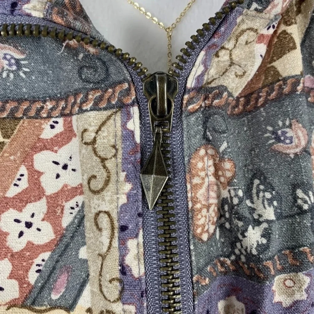 Vintage‎ Xposure Multicolor Full Zip Silk Jacket Boho Women's Medium